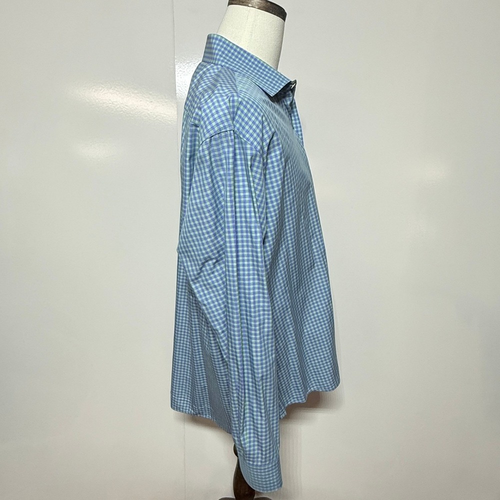 Ledbury Shirt Mens XXL Blue Green Gingham Plaid Slim Fit Long Sleeve Button Up - Picture 7 of 9